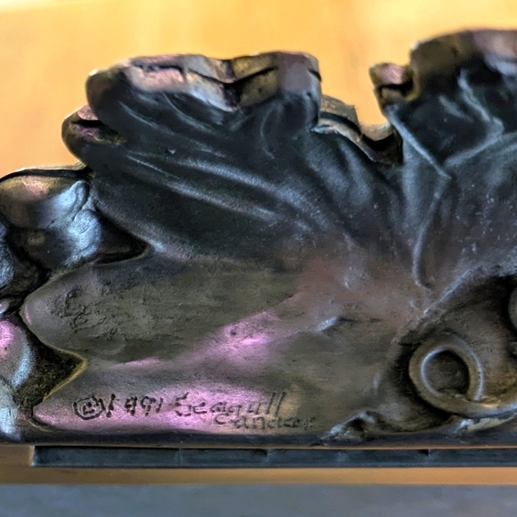 EUC 1991 Seagull Pewter Green Marble Slab Tray with Grape Motif - Picture 5 of 6